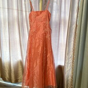 Elegant Coral Lace Dress